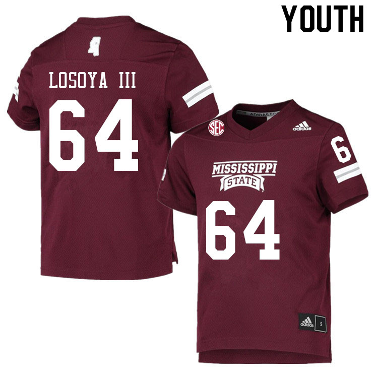 Youth #64 Steven Losoya III Mississippi State Bulldogs College Football Jerseys Sale-Maroon